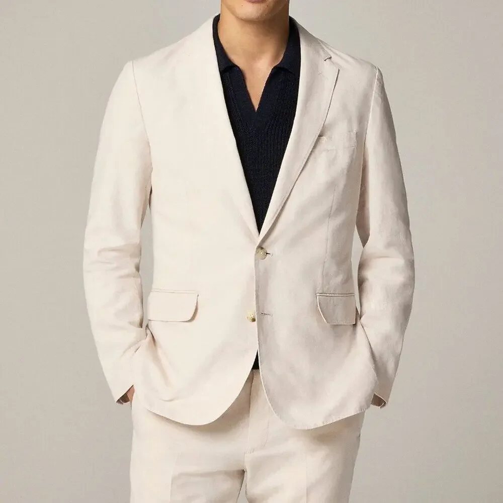 NWT J Crew Ludlow Slim-Fit Unstructured Suit Jacket Irish Cotton-Linen Blend 38R